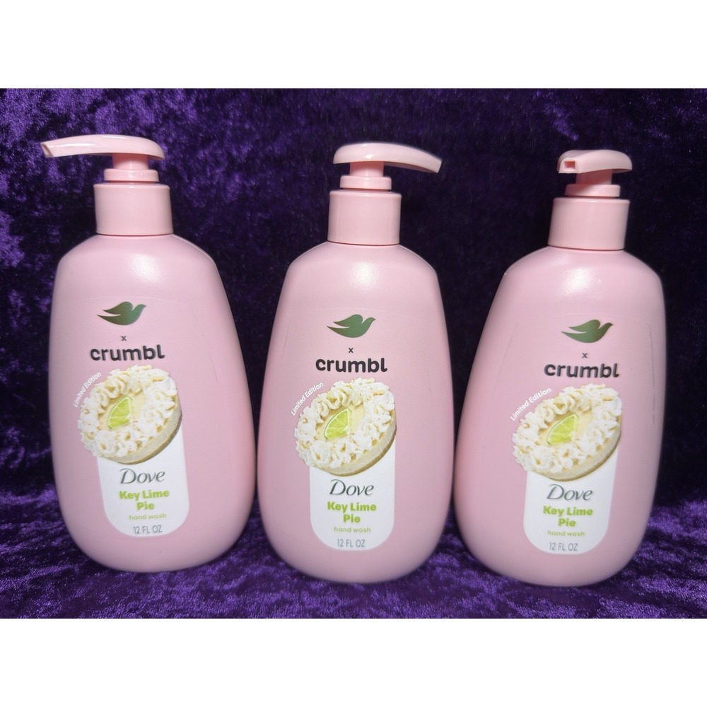 Dove Crumbl Hand Wash Lot 3 Crumble Key Lime Pie Limited Edition 12 oz Soap